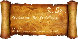 Krakauer Szofrónia névjegykártya